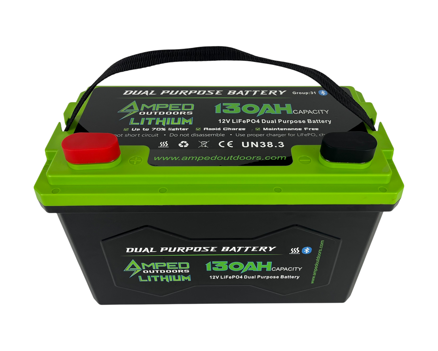 130Ah Dual Purpose Lithium Battery (Cranking) 12.8V - Bluetooth - IP67 Waterproof - Heated